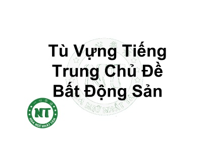 Tù Vựng Tiếng Trung Chủ Đề Bất Động Sản 